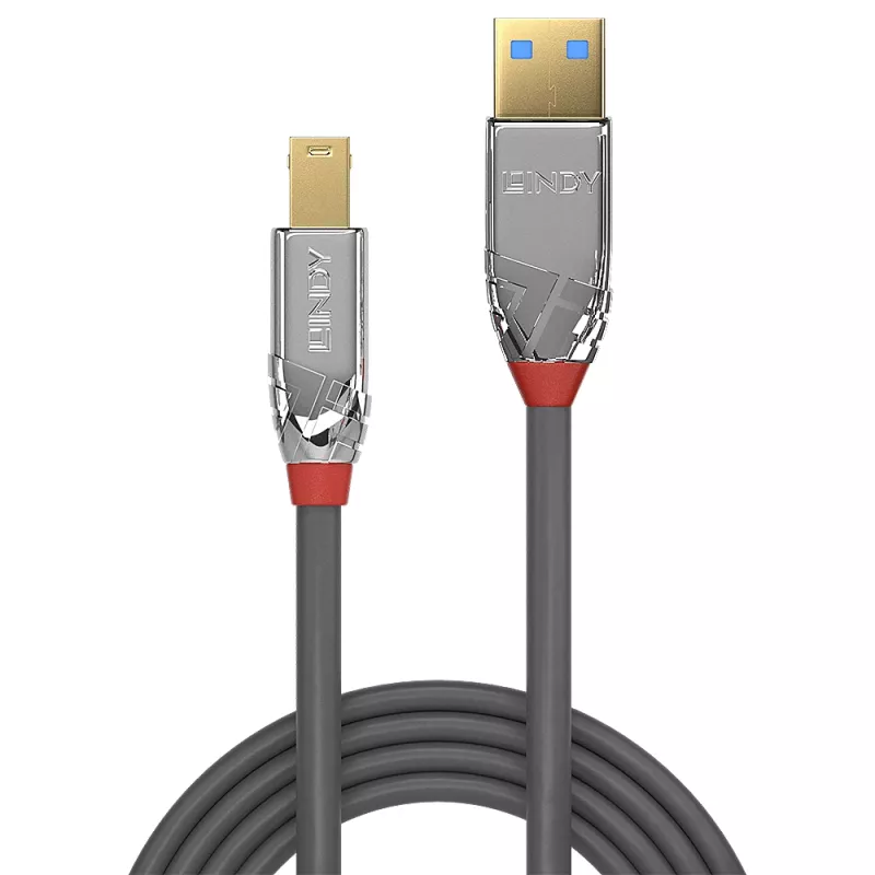 Lindy 1 m USB 3.2 Type-A–B-kaapeli, 5 Gbit/s, Cromo Line