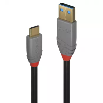 Lindy 1 m USB 3.2 Type-A - Type-C -kaapeli, 10 Gbit/s, 5A, PD, Anthra Line