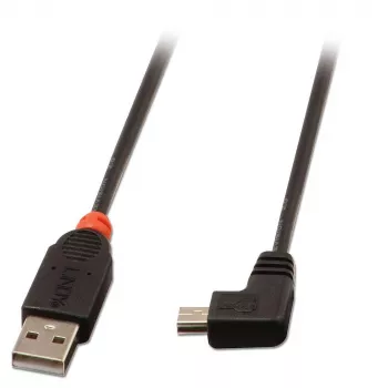 Lindy 2 m USB 2.0 -kaapeli – Type-A–Mini-B, 90° kulma