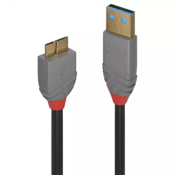 Lindy 3 m USB 3.2 Type-A–Micro-B-kaapeli, 5 Gbit/s, Anthra Line