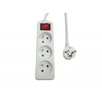 Pistorasialista MicroConnect MC-PSOO030150FRW 3-osainen yksittäisillä on/off-kytkimillä