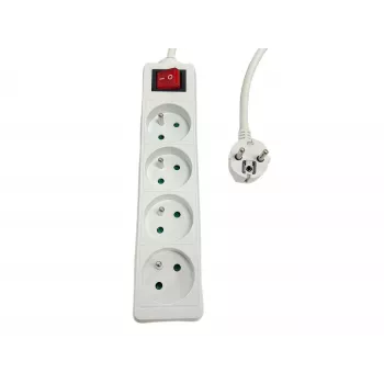 Pistorasialista MicroConnect MC-PSOO040500FRW — 4-osainen yksittäisillä on/off-kytkimillä