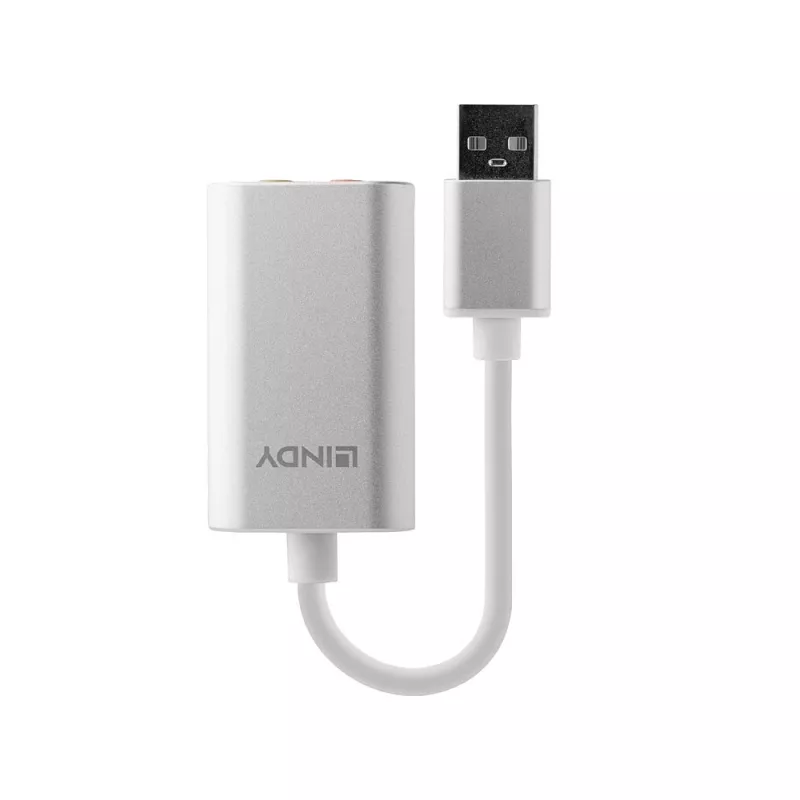 Äänimuunnin Lindy USB Type-A äänimuuntimeen, hopea/valkoinen, 25 g