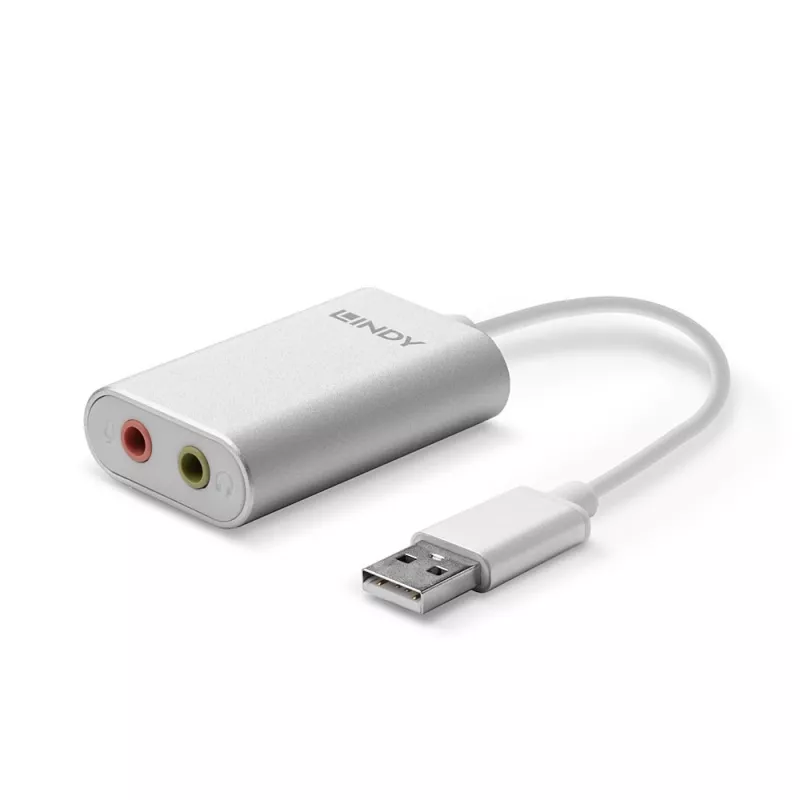 Äänimuunnin Lindy USB Type-A äänimuuntimeen, hopea/valkoinen, 25 g