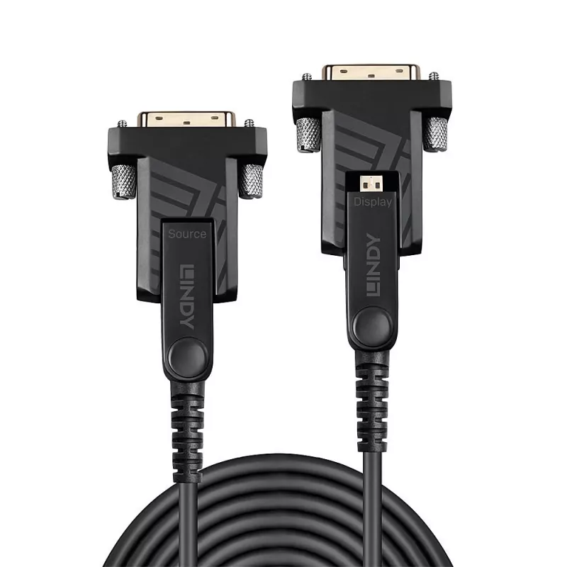 Lindy 70 m kuitu-hybridi-micro-HDMI-18G-kaapeli irrotettavilla HDMI- ja DVI-liittimillä