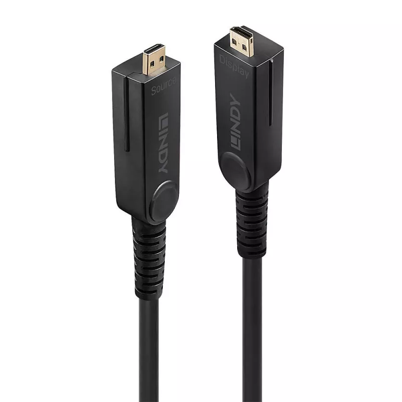 Lindy 50 m kuitu-hybridi-micro-HDMI-kaapeli 18G irrotettavilla HDMI- ja DVI-liittimillä
