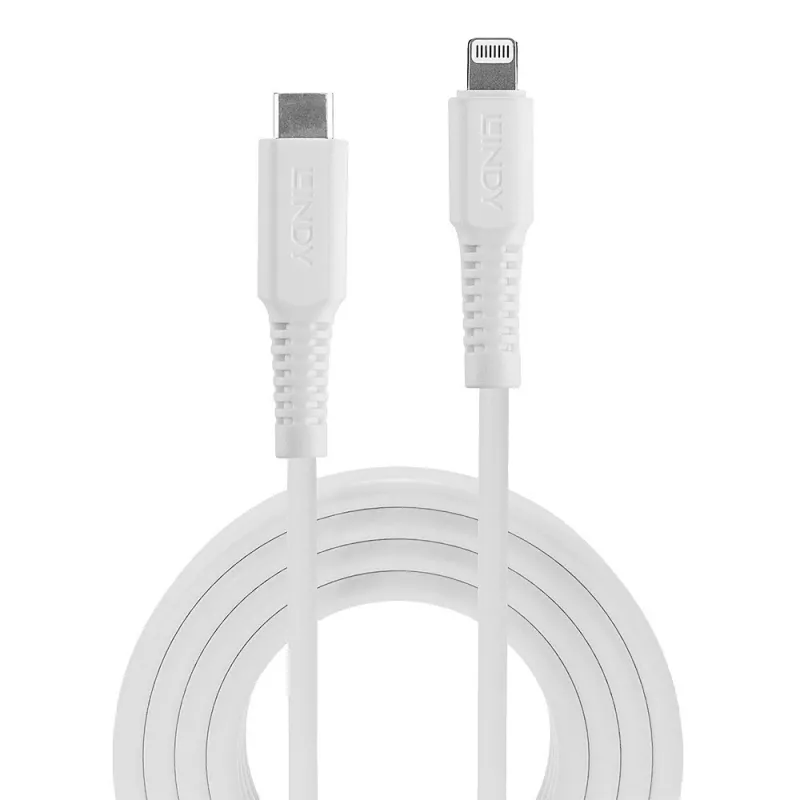 Lindy 2 m USB Type-C–Lightning-kaapeli, valkoinen