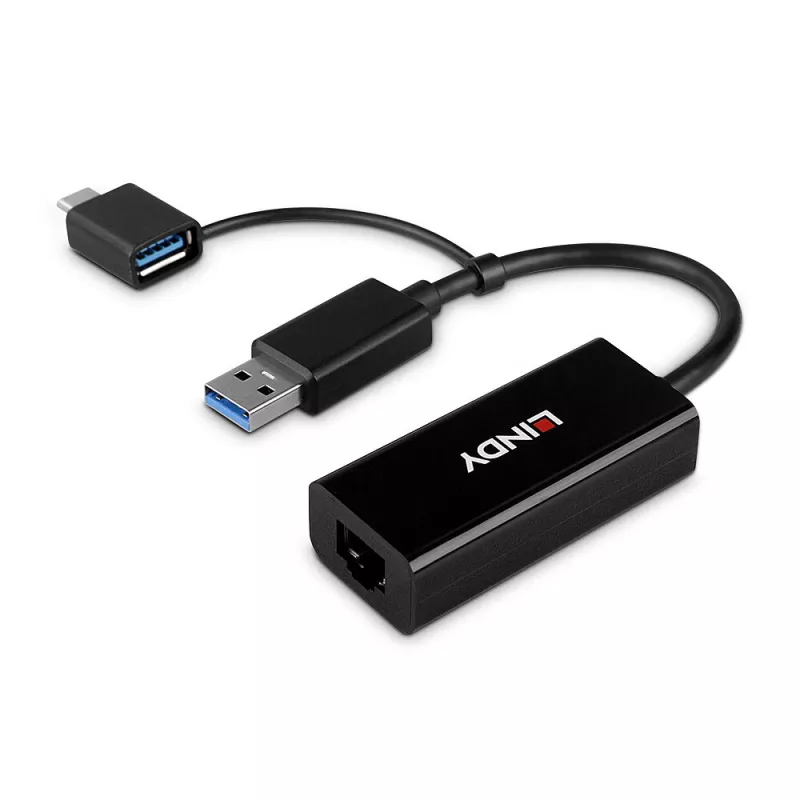 Lindy USB 3.2 Gen 1 Gigabit Ethernet -muunnin langallinen USB Ethernet 5000 Mbit/s musta