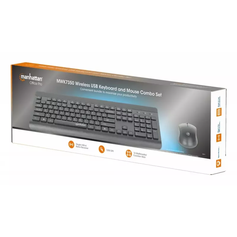 Näppäimistö Manhattan 180771 langaton QWERTY musta hiiri sisältyy
