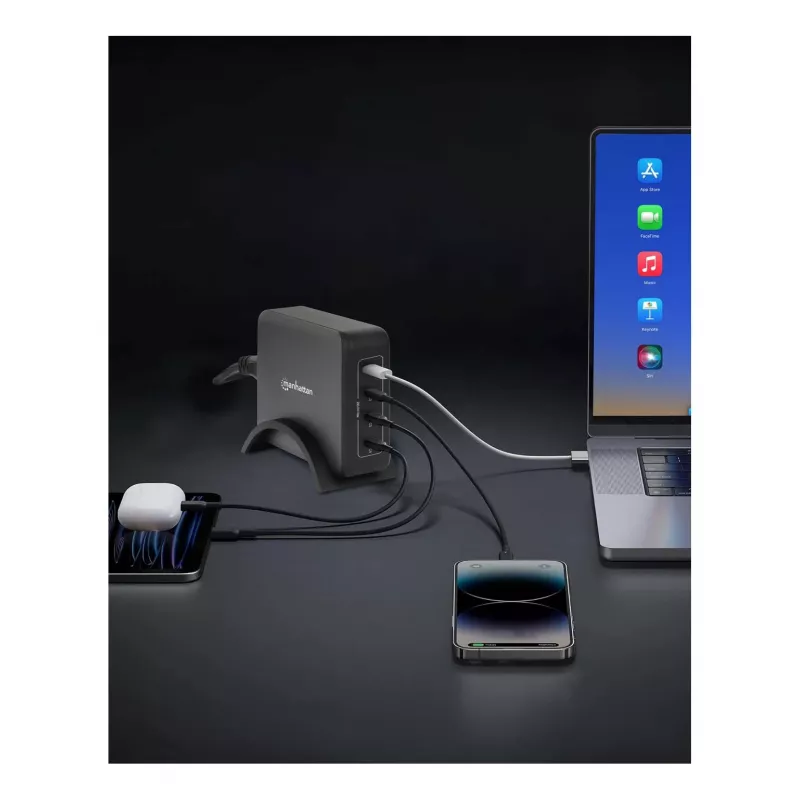 Manhattan 102667 4-porttinen GaN USB Power Delivery -latausasema, 240 W