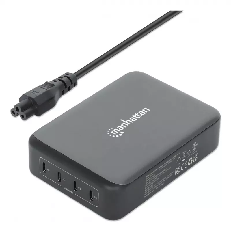 Manhattan 102667 4-porttinen GaN USB Power Delivery -latausasema, 240 W