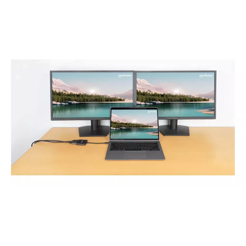 Moniporttisovitin Manhattan 154321 USB Type-C–2 HDMI USB-A Power Delivery 100 W