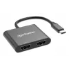 Moniporttisovitin Manhattan 154321 USB Type-C–2 HDMI USB-A Power Delivery 100 W