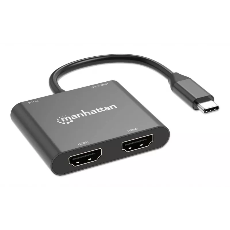 Moniporttisovitin Manhattan 154321 USB Type-C–2 HDMI USB-A Power Delivery 100 W