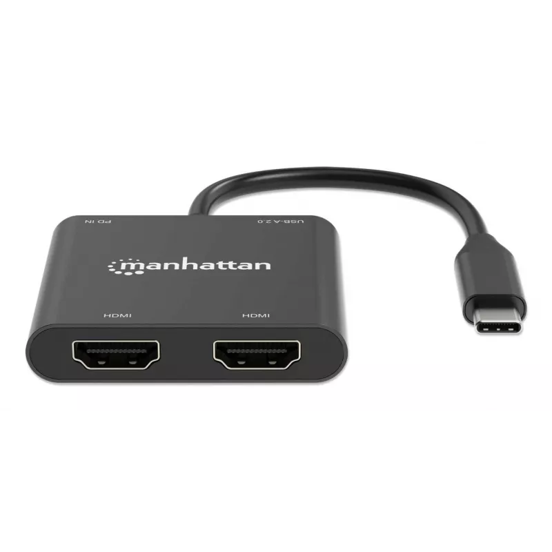 Moniporttisovitin Manhattan 154321 USB Type-C–2 HDMI USB-A Power Delivery 100 W