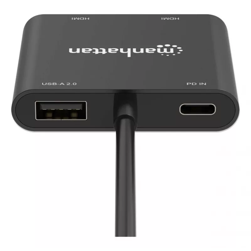 Moniporttisovitin Manhattan 154321 USB Type-C–2 HDMI USB-A Power Delivery 100 W