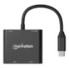 Moniporttisovitin Manhattan 154321 USB Type-C–2 HDMI USB-A Power Delivery 100 W
