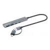 USB-C & USB-A combo-telakka/keskitin Manhattan 4 porttia 5 Gbps alumiini
