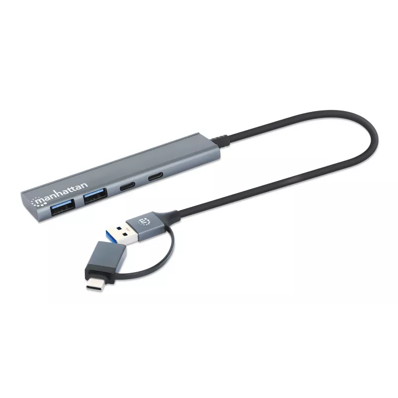 USB-C & USB-A combo-telakka/keskitin Manhattan 4 porttia 5 Gbps alumiini
