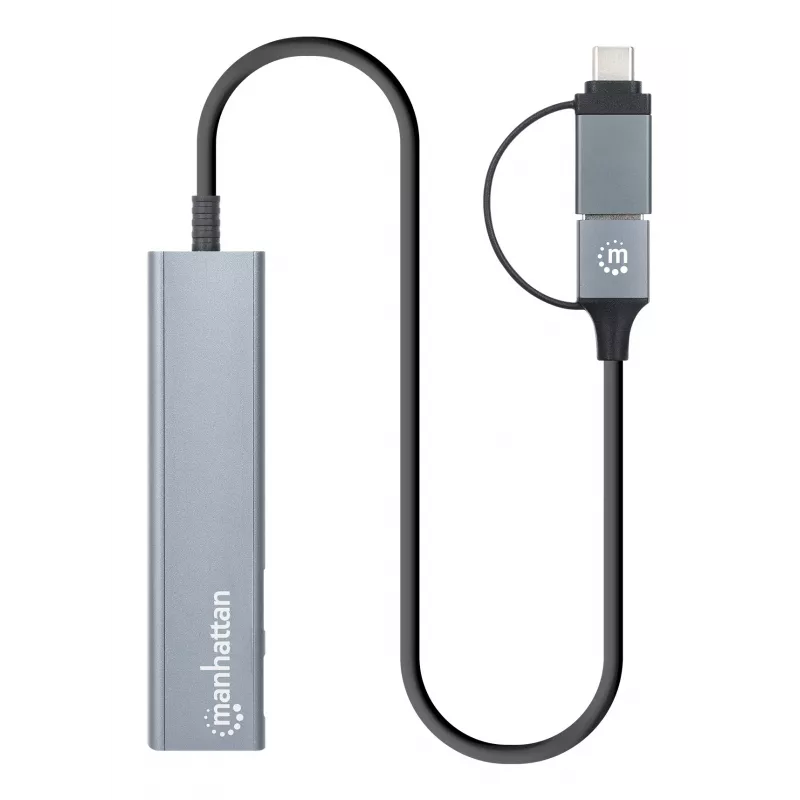 USB-C & USB-A combo-telakka/keskitin Manhattan 4 porttia 5 Gbps alumiini