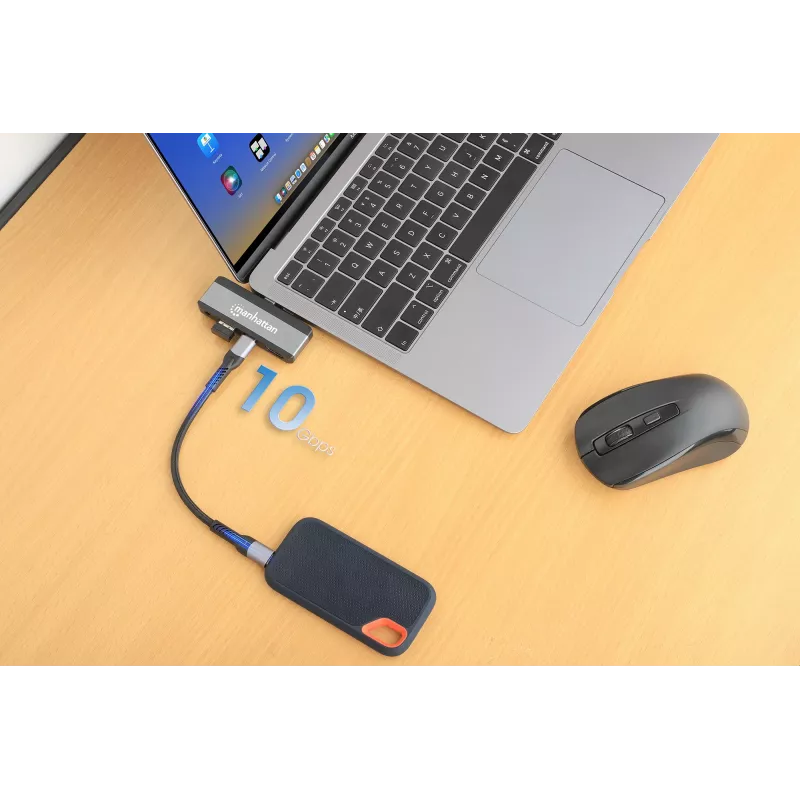 USB-C-matkatelakka Manhattan 190404 4 porttia HDMI USB-A USB-C 3,5 mm