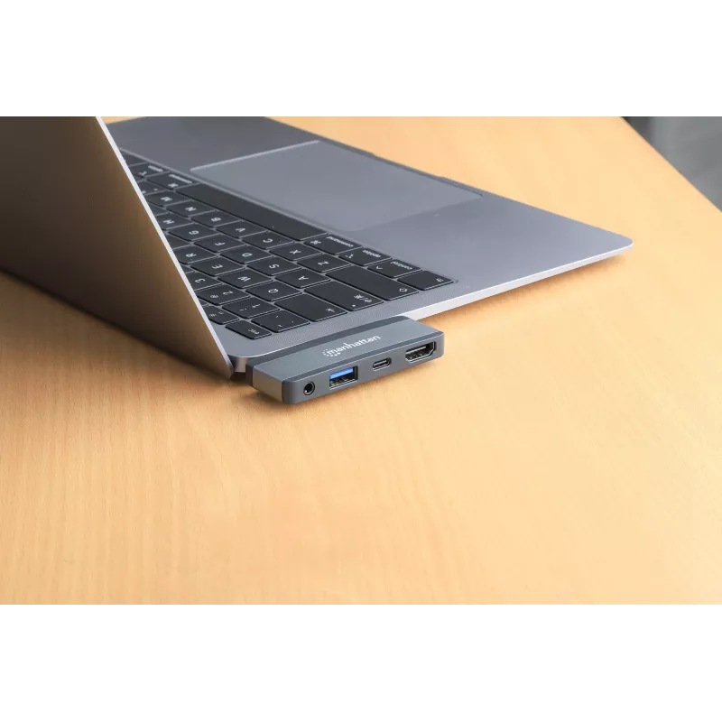 USB-C-matkatelakka Manhattan 190404 4 porttia HDMI USB-A USB-C 3,5 mm