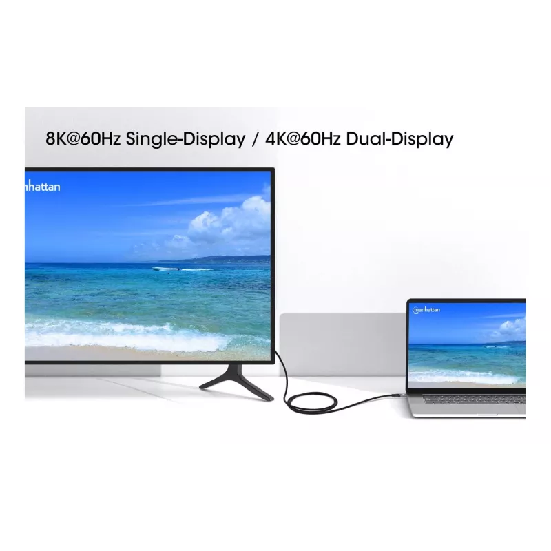 USB-C-uros USB-C-urokseen -kaapeli Manhattan 2 m USB4 Gen 3x2 8K 60Hz