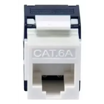 Keystone-liitin Cat.6A suojaamaton työkaluton, EQUIP 769227, RJ-45, litteä rakenne, valkoinen, 8 kpl