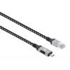 Manhattan USB-C Gigabit-verkko Ethernet RJ45 -kaapeli 2 m musta/hopea