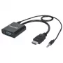 Manhattan HDMI-VGA-muunninkaapeli (äänellä), 1080p, 30 cm, uros-naaras, Micro-USB-virtatulo lisävirtaa varten tarvittaessa, musta, kolmen vuoden takuu