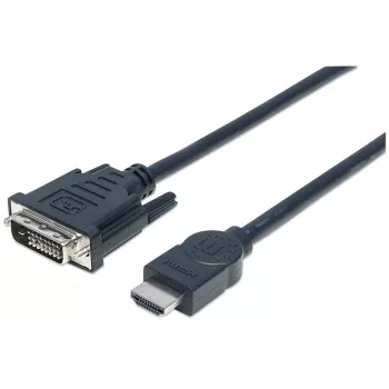 Manhattan HDMI-DVI-D 24+1 -kaapeli, 3 m, uros-uros, musta, Dual Link, yhteensopiva DVD-D:n kanssa, elinikäinen takuu, vastaa HDDVIMM3M