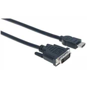Manhattan HDMI-DVI-D 24+1 -kaapeli, 3 m, uros-uros, musta, Dual Link, yhteensopiva DVD-D:n kanssa, elinikäinen takuu, vastaa HDDVIMM3M