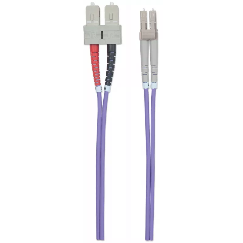 Intellinet kuitukaapeli, OM4, LC/SC, 2 m, violetti, duplex, multimode, 50/125 µm, LSZH, kuitu, elinikäinen takuu