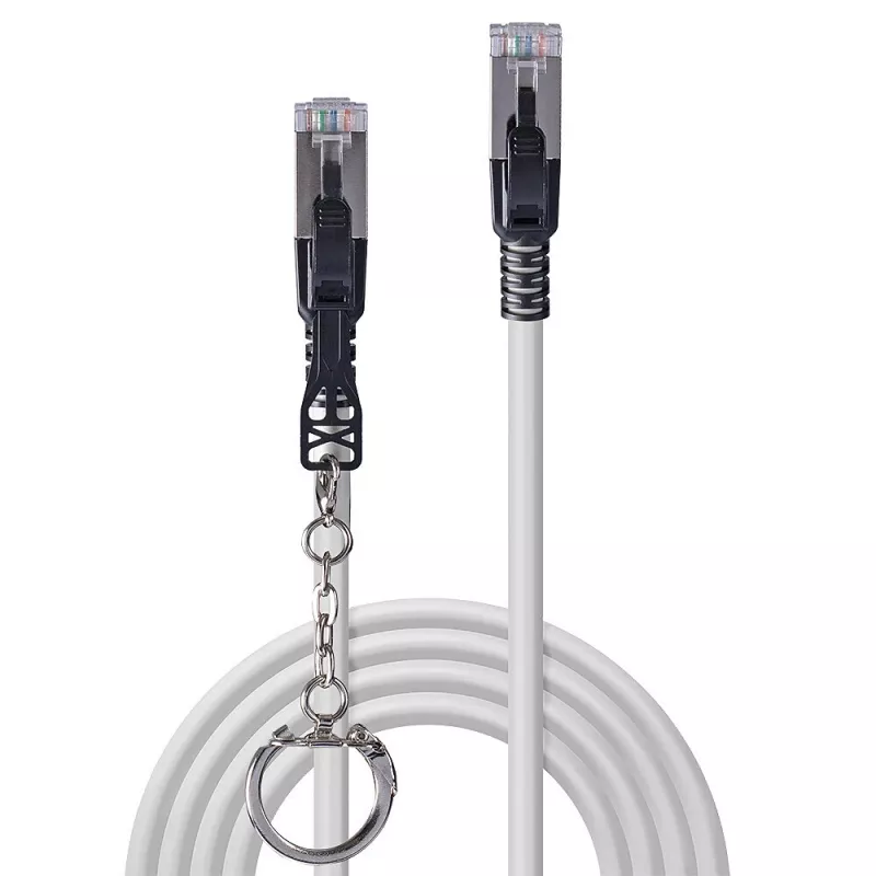 Lindy 10 m Cat.6A S/FTP Locking -verkkokaapeli, harmaa