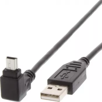 Techly USB 2.0 -kaapeli A-uros / Mini B -uros 90° 1,8 m musta ICOC MUSB-AA-018ANG