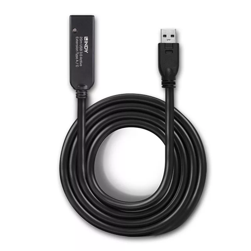 Lindy 20 m USB 3.0 -aktiivijatkokaapeli Type A–C