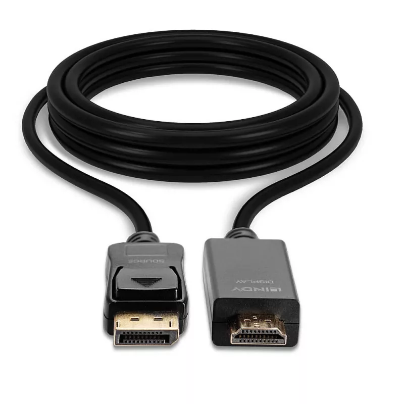 Lindy 0,5m DisplayPort – HDMI 10.2G -kaapeli