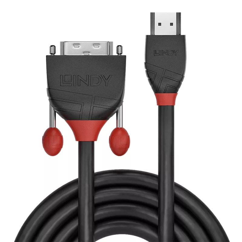 Lindy 10m HDMI – DVI -kaapeli, Black Line