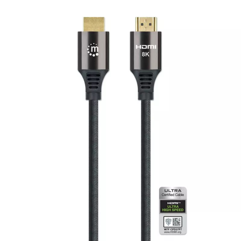HDMI-kaapeli Manhattan 8K@60Hz 1 m punottu uros-uros musta