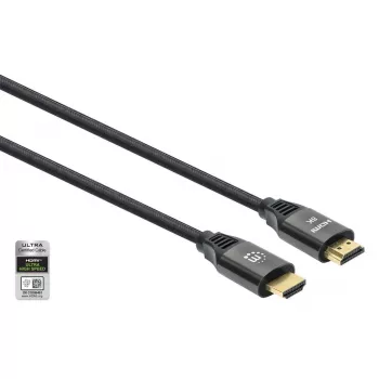 HDMI-kaapeli Ethernetillä Manhattan 8K@60Hz 2 m punottu uros-uros musta