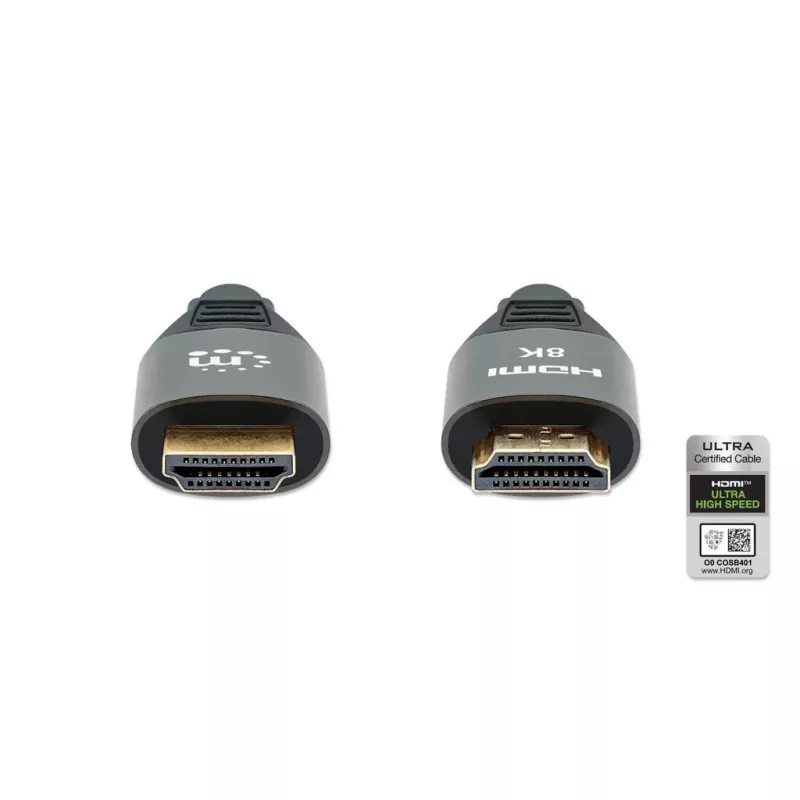 HDMI-kaapeli Ethernetillä Manhattan 8K@60Hz 2 m punottu uros-uros musta