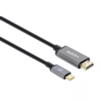 Manhattan USB-C - HDMI -kaapeli, 4K@60Hz, 2 m, musta, uros-uros, kolmen vuoden takuu, vastaa CDP2HD2MBNL