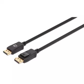 Manhattan DisplayPort 1.4 -kaapeli, 8K@60Hz, 3 m, punottu kaapeli, uros-uros, lukituksilla, täysin suojattu, musta, elinikäinen takuu, vastaa DP14MM3M