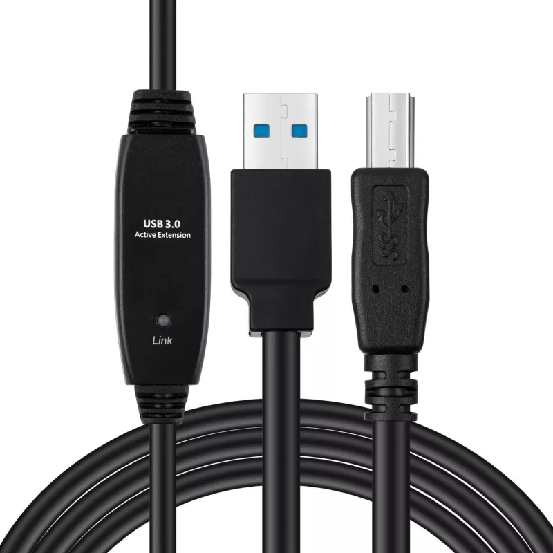 USB 3.2 Gen 1 A-B -aktiivikaapeli MicroConnect 10 m, musta, USB A - USB B