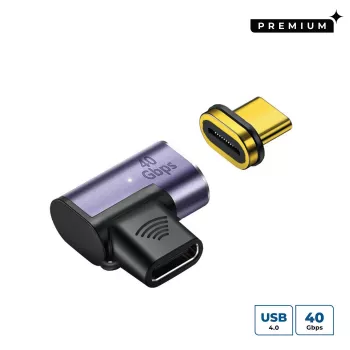 MicroConnect MC-USB4CCMF-MAGNETIC magneettinen USB-C-sovitin, 90° kulma, USB4, USB-C uros–naaras