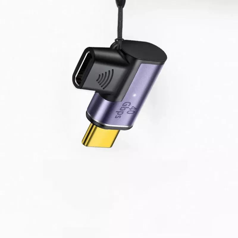 MicroConnect MC-USB4CCMF-MAGNETIC magneettinen USB-C-sovitin, 90° kulma, USB4, USB-C uros–naaras
