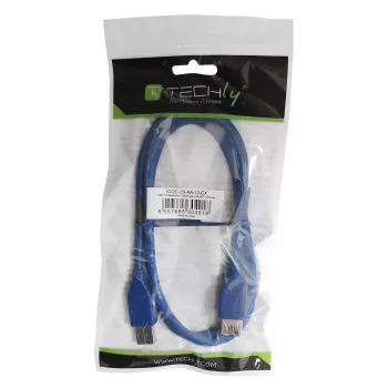 Techly USB 3.0 -jatkokaapeli A-uros / A-naaras 3 m sininen ICOC U3-AA-30-EX