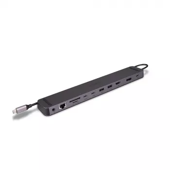 Lindy DST-Mini XT 810, USB-C-minitelakka yksittäisnäytöllä (8K) tai kahdella näytöllä (4K60) ja 100W läpivientilataus