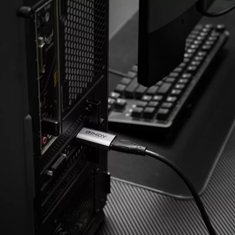 DisplayPort-HDMI-sovitin Lindy 41095 — tukee jopa 4K 120 Hz