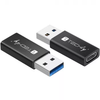 USB-sovitin Techly IADAP USB3-AFT USB A - USB C musta